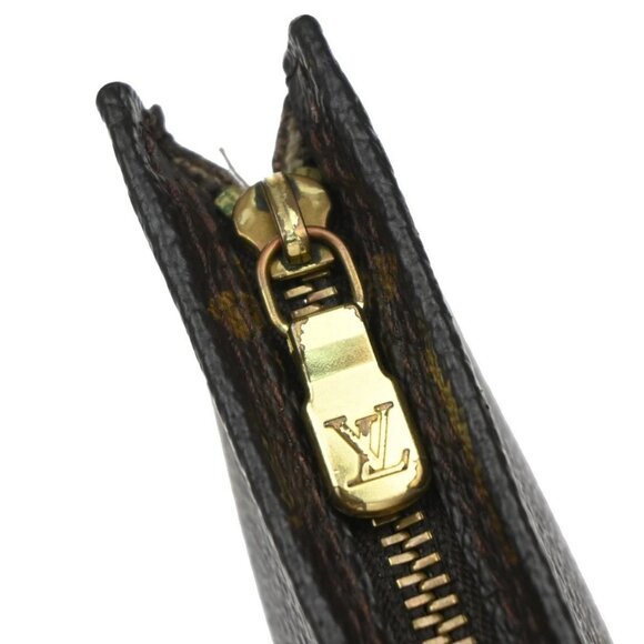 LOUIS VUITTON Logo BUCKET PM Pouch Bag Monogram Leather Brown France - Picture 9 of 14